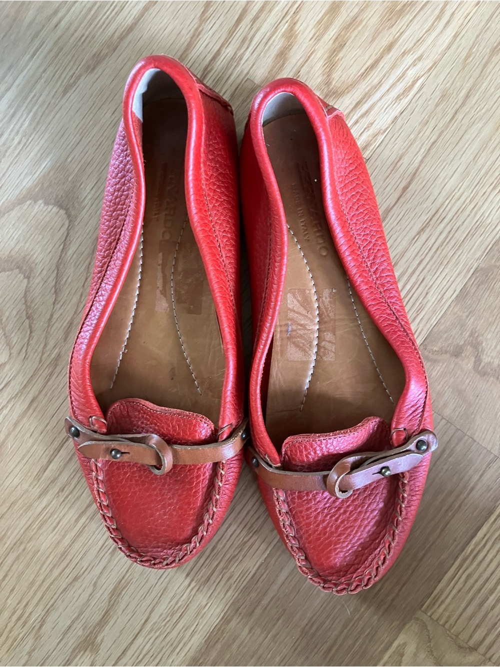 Bernardo Red Leather Driving Flat Loafers / Moccasins Made in Italy (7) - Picture 4 of 8